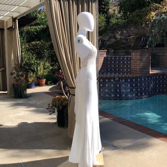 Sequin Hearts Sequin Lace Bodice Halter Gown Sz 1 - Picture 4 of 10